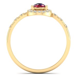 Bagues de fiançailles REYES en or jaune massif 14 carats de haute qualité avec rubis taille poire 0,5 carat et bagues demi-éternité halo en argent 925 – Bijoux - Product Image 4