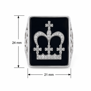 Anello Vintage da Uomo in Argento Sterling 925 con Motivo a Corona Quadrata Nera, Gioielli Personalizzati all'Ingrosso - Product Image 4