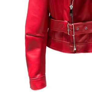 Ventes flash RTS : vestes pour femmes avec logo personnalisé, fermeture éclair rouge, style vintage, pour l'hiver, manteaux en cuir élégants, bombers authentiques, streetwear. - Product Image 6