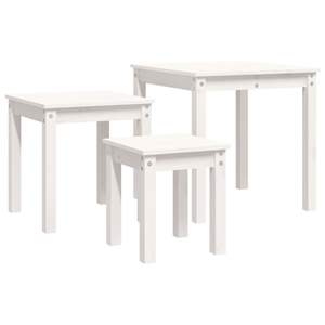 Mesa Nido de Madera de Pino Sólido Blanca, Diseño Apilable Pequeño para Muebles de Sala de Estar - Product Image 6