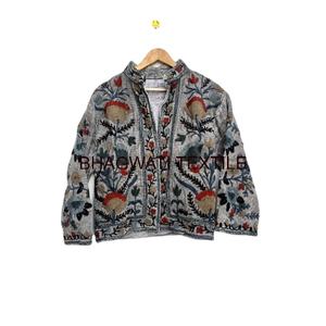Veste cousue à la main en coton personnalisable Suzani manteau Kimono brodé à la mode vêtements d'extérieur élégants pour elle - Product Image 1