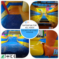 Toboggan aquatique gonflable à thème crème glacée, château gonflable avec double piste de course et piscine pour enfants