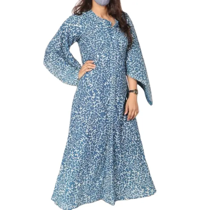 Professional Clothes Women Wholesale Clothing Quantity India Summer Cheap Ethnic Blue Spring Heavy Style One Piece Dress