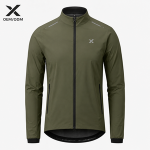 X Men's Olive Green Waterproof Sport <b>Cycling</b> Jacket Full Zip <b>Stand</b> Collar Slim Fit Polyester Outerwear Autumn Wear OEM/ODM - Product Image 1