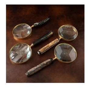 Loupe à main vintage avec poignée en os, lentille acrylique, loupe à serre-tête, pour affichage de modèles nautiques - Product Image 1