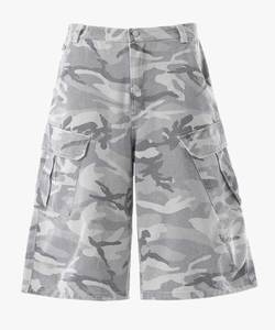 Camouflage Cargo Shorts Men 100% Cotton Mid Rise Elastic Waist Button Fly Utility <b>Summer</b> <b>Pants</b> - Product Image 1