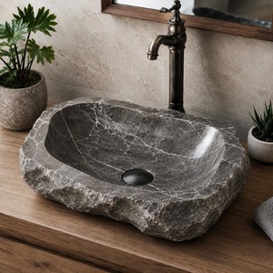Vasque en marbre naturel irrégulier, sculptée à la main, moderne, pour salle de bain de luxe, hôtel, meuble-lavabo, salle à manger – Fournisseur en gros - Product Image 4