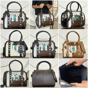 Sac fourre-tout en cuir véritable de vache avec poils, modèle Speedy moyen, style western, sac à main en cuir véritable pour femme, sac de voyage - Product Image 3
