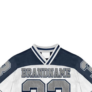 Camiseta de fútbol americano retro de algodón con malla, estilo vintage, holgada, deportiva, urbana, personalizada de fábrica para hombre - Product Image 4