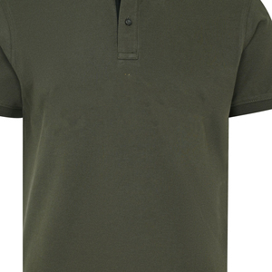 Chemise pour homme en piqué 100% coton vert uni, manches courtes, coupe classique, décontractée, respirante, tricotée, avec boutons sur le devant - Product Image 3