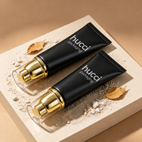 Kemasan Tube Kosmetik Hitam Matte Berkualitas Tinggi Custom D30 30ml-60ml untuk Krim Mata dan Krim BB dengan Pompa Airless