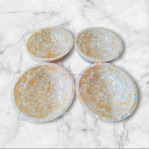 Vajilla de resina con Incrustaciones de nácar pulida de alta calidad, ensaladera redonda para FIESTA DE LA India RF Crafts - Product Image 2