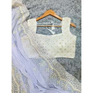 Sari de créateur avec de superbes paillettes et broderie au fil, tissu à paillettes de qualité supérieure - Product Image 3