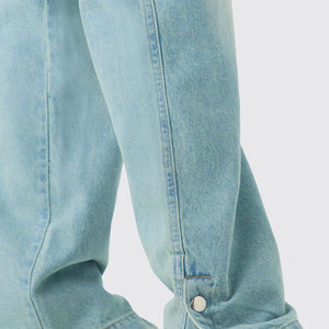 Jeans de Mezclilla Cargo Azul Claro para Hombre, Corte Holgado, Cintura Media, Estilo Streetwear, Tela de Algodón, Temporada de Primavera - Product Image 4