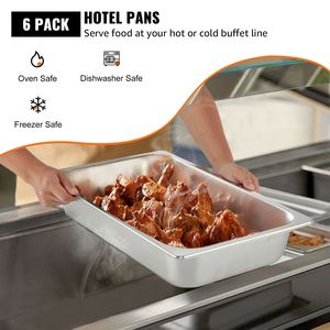 Set di 6 Vaschette Profonde in Acciaio Inox per Alimenti, 20,9 x 12,8 x 3,9 Pollici, per Mantenimento al Caldo e Attrezzature Professionali - Product Image 2