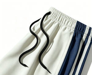 Chándal Unisex con Capucha, Estampado a Rayas Blancas y Azul Marino, Cierre de Cremallera, Bolsillos Laterales, Estilo Deportivo Casual, Ropa de Invierno, Corte Holgado - Product Image 3