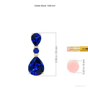 IGI Certified Natural Pear and Round Cut Blue Sapphire Three Stone <b>Pendant</b> 14K <b>Solid</b> <b>Gold</b> Handmade Party Wear <b>Pendant</b> For Woman - Product Image 3