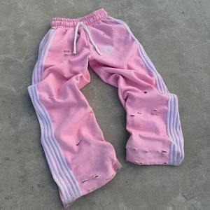 Ensemble sweat à capuche zippé et pantalon de survêtement en fausse fourrure, personnalisé, délavé à l'acide, effet usé, imprimé déchiré, brodé, teint en pièce - Product Image 4