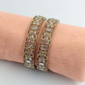Jewelemarket Gold Plated Crystal Stone Bracelets & <b>Bangles</b> <b>Set</b> 2.6 Size Elegant & Luxurious Jewelry Collection - Product Image 1