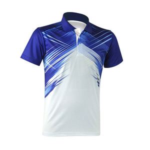 Men's Short Sleeve Polo Shirt Geometric Print Quick Dry Sporty Design Blue White Knitted Polyester - Product Image 1