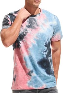 Men's <b>Tie</b>-Dye Short Sleeve O-Neck Casual T-Shirt Regular Fit <b>Knitted</b> Fabric Patterned Design - Product Image 2