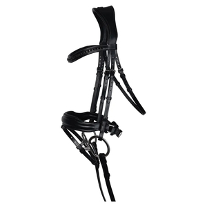 Bridon Snaffle avec têtière anatomique et muserolle de saut rembourrée en cuir souple, style anglais, fait main pour chevaux - Product Image 1