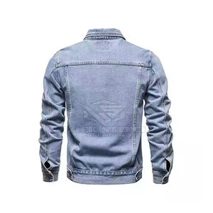 Custom Men Winter Jeans <b>Denim</b> <b>Jacket</b> Classic Casual Long Sleeve Outerwear Front Logo 100% Cotton Eco-Friendly Quick Dry - Product Image 3