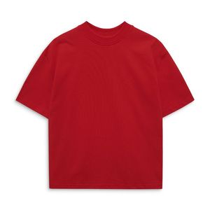 T-shirt rouge à manches courtes pour homme, col rond, 100 % coton, coupe classique, couleur unie, jersey tricoté, design uni - Product Image 1