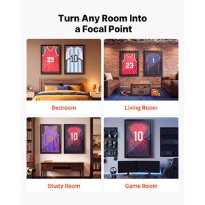 "Wooden Sport Jersey <b>Shadow</b> <b>Box</b> Display Case 31.3 X 23.2 in 98% UV Protection PC Panel Hanger Magnetic" - Product Image 6