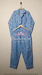 Handmade Breathable Eco-Friendly Cotton Pajama Set for Women Long Sleeve Button Shirt Classic Notch Collar Matching Full Length - Product Image 4