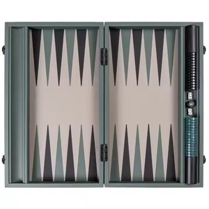 New Travel Leather Map Faux Leather Durable Eco-Friendly Foldable Wide <b>Backgammon</b> Wood Leather <b>Backgammon</b> Luxury <b>Set</b> - Product Image 4