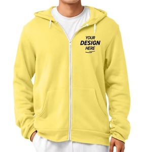Sweat-shirt en molleton à capuche jaune pour homme, coupe classique, décontracté, couleur unie, avec poches, respirant, tricoté, pour l'automne - Product Image 3