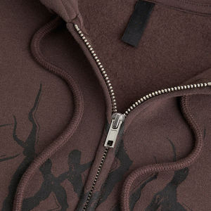 Nueva llegada, sudadera con capucha para mujer, de color liso, a la moda, de manga larga, color heather, con rayas laterales, cierre de cremallera y cordón ajustable. - Product Image 6