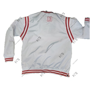 DST reversible jacket pullover v neck <b>black</b> and <b>white</b> memory jacket windbreaker jacket with trims on shoulders - Product Image 4