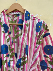 Bata Kimono de Algodón 100% Tejido con Estampado de Dibujos Animados para Mujer, Camisón de Verano Hecho a Mano, Cuello en V, Cintura Elástica, Largo hasta la Rodilla, Suave - Product Image 2