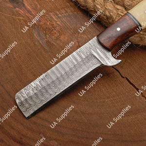 Couteau de cowboy occidental de haute qualité en acier Damas, ultra-affûté, avec manche en bois, étui Pancake, 4 lames modernes de survie - Product Image 3