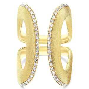 Anillo de cóctel con mariposa de oro amarillo y diamante de talla brillante redonda, joyería fina de lujo para mujer - Product Image 1