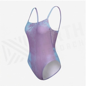 Women's One-Piece Tie Dye Swimsuit <b>Square</b> <b>Neck</b> Spandex Polyester Stretch <b>Bodysuit</b> Gradient Color Knitted Beachwear - Product Image 3