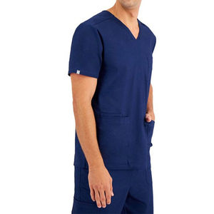Ensemble de blouses médicales pour hommes, manches courtes, col rond, pantalon respirant, 100% coton, durable, uniforme pour médecins, infirmières, travailleurs de santé - Product Image 3