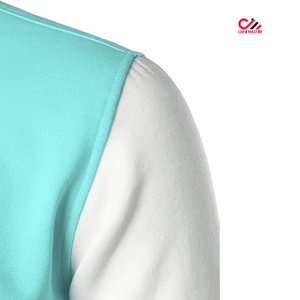 CARE MASTER <b>Men's</b> Varsity <b>Jacket</b> Turquoise <b>White</b> Color Block Stand Collar Casual Autumn Polyester Regular Fit Button Closure - Product Image 6