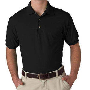 Camisa de Manga Corta Negra para Hombre, 100% Algodón Piqué, Estampado Digital, Transpirable, Cuello con Botones, Estilo Casual, para Invierno - Product Image 1