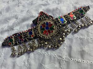 Parures de bijoux afghans Kuchi authentiques avec incrustations de lapis-lazuli bleu et chaînes de pièces de monnaie multicouches pour les festivals bohèmes - Product Image 4