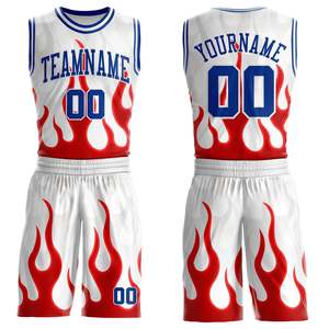 Ensemble d'uniformes de basketball unisexe sans manches antibactériens bleu roi et blanc personnalisés, maillot et short d'équipe en polyester recyclé de qualité supérieure - Product Image 5