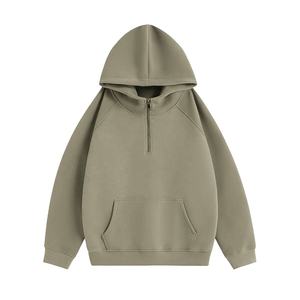 New Arrival Casual Good Selling Men's Quarter Zipper Hooded Hoodies 100% Cotton Fleece Breathable Long Sleeve Sweatshirts - Product Image 2