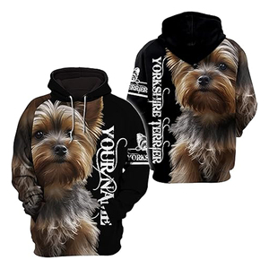 Sublimation Hoodie Terrier Print <b>Men's</b> Hoodie Regular Fit Casual Autumn Knitted Polyester Hooded Sweatshirt with Left Sleeve Log - Product Image 4