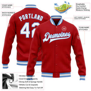 แจ็คเก็ตเบสบอลแบบกำหนดเองสุดฮิต กำลังเป็นที่นิยม พร้อมชื่อทีม หมายเลขผู้เล่น และตัวอักษร  ผู้ผลิตชุดกีฬา ขายส่ง - Product Image 2