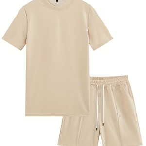 Men Summer Matching <b>Set</b> Manufacturer Cotton T Shirt Cargo Shorts Casual OEM Bulk Supply - Product Image 2