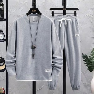 Ensemble sweat à capuche et pantalon de jogging en maille gaufrée pour homme – Tenue décontractée d'automne - Product Image 3