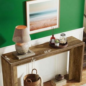 Consolle da 55 pollici in stile rustico con contenitore, tavolo da divano in legno per ingresso - Product Image 2