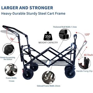 All Terrain Brake 140L Foldable Collapsible Wagon Cart with Removable Canopy for <b>Camping</b> - Product Image 6